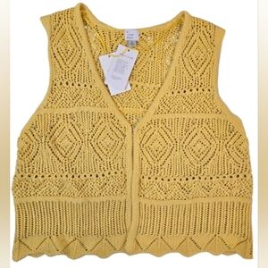 NWT A New Day Yellow Mixed Knit Sweater Vest XL
